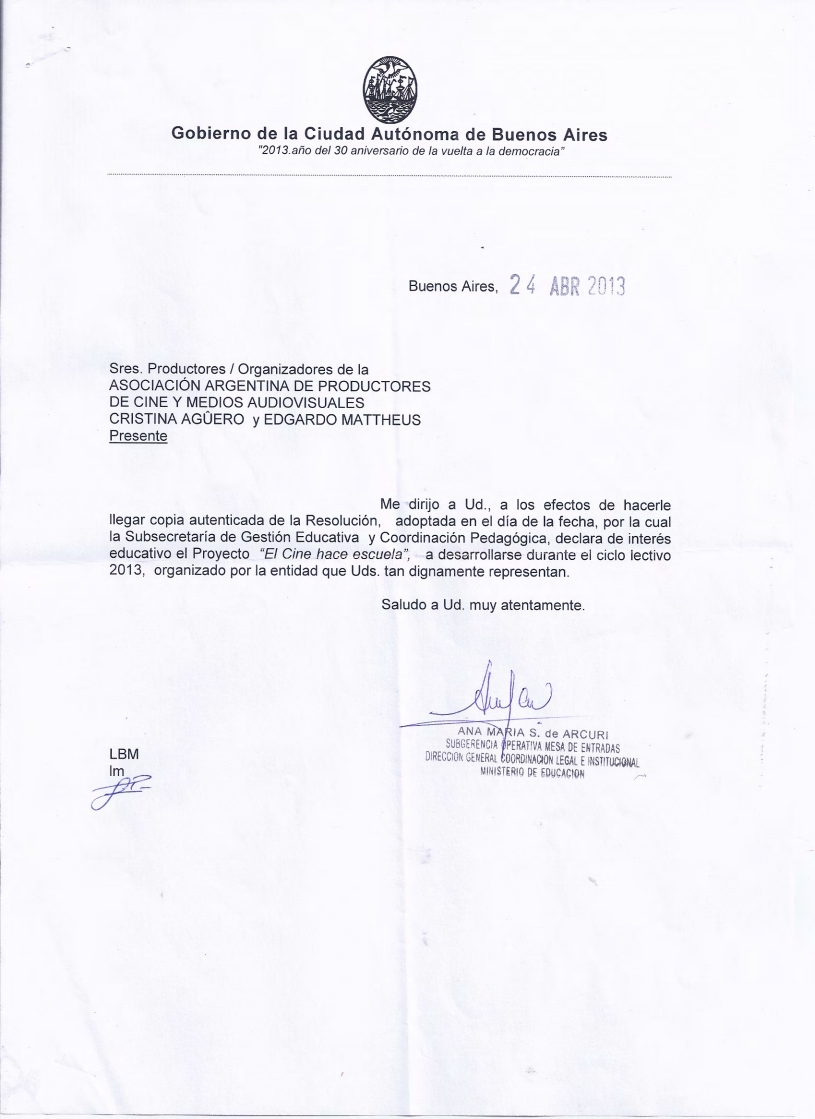 Ministerio de Educación  Ciudad Autónoma de Buenos Aires
Declaración de Interés Educativo